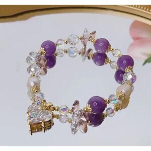 Purple Swarovski Beaded Bracelet